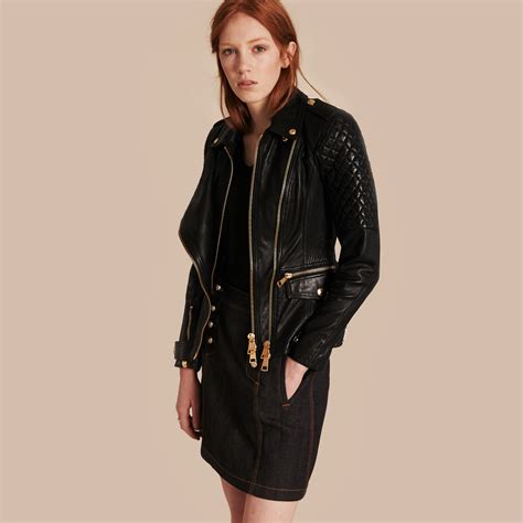 burberry quilted detail lambskin biker jacket|burberry check trench coat.